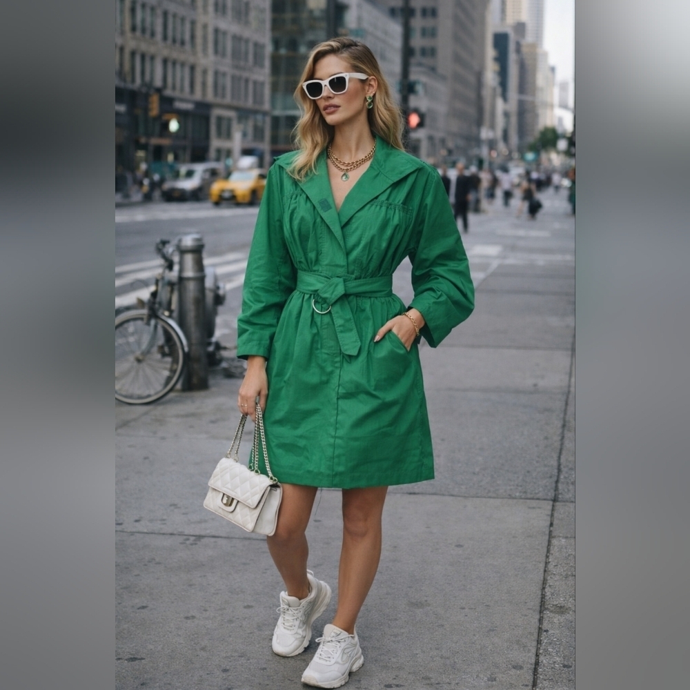 Vintage Etoile Green Belt Utility Dress